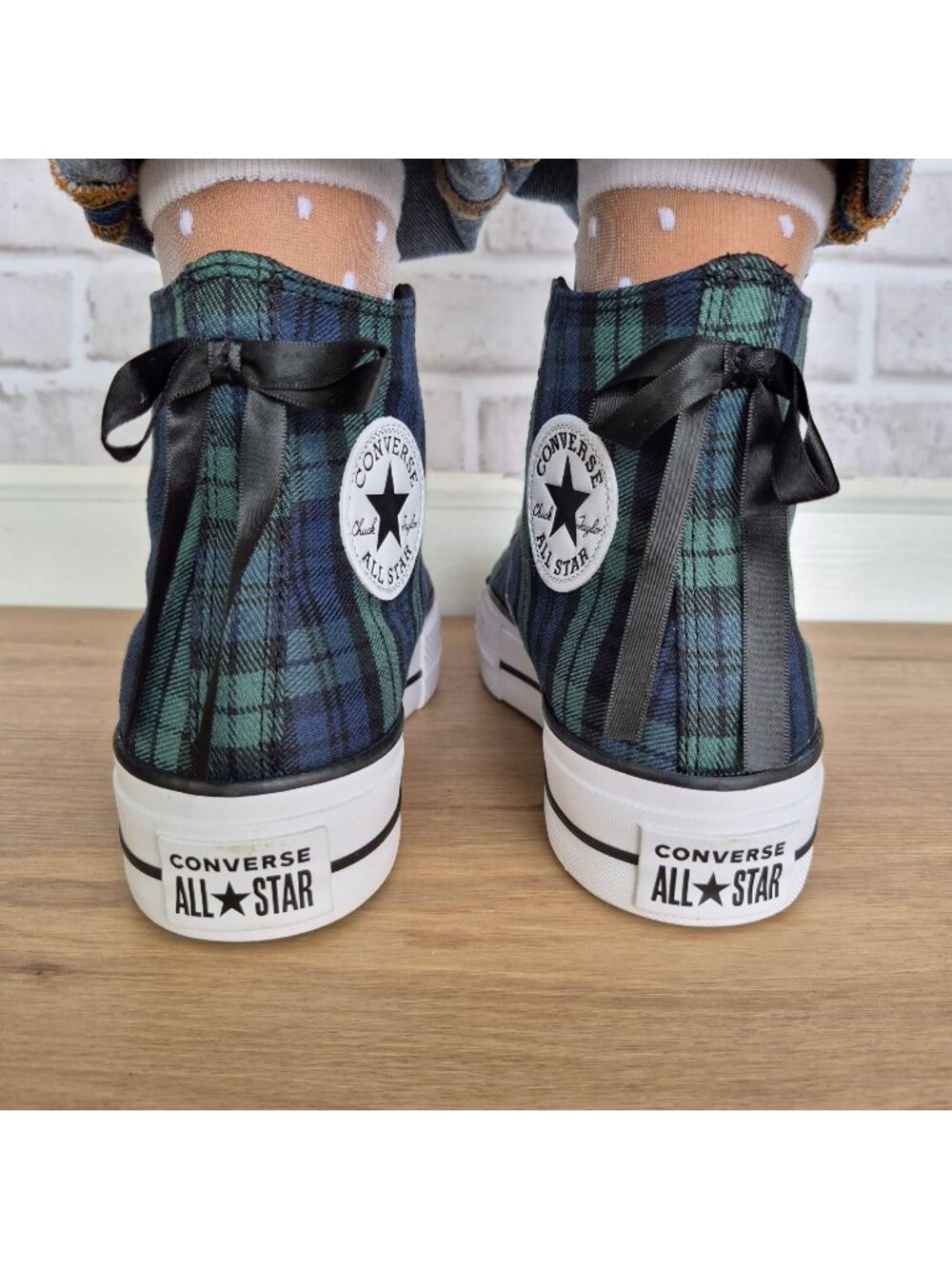 Converse Chuck Taylor Lift Platform Plaid Sz 8 Womens shoes Sneaker Navy A13879C